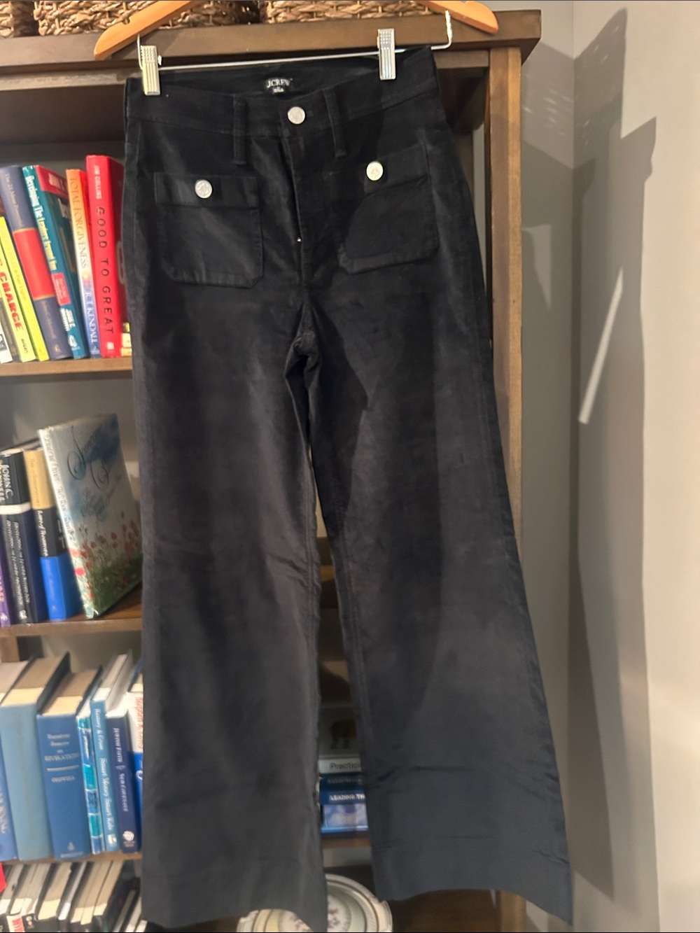 J. Crew Black Wide-Leg Women's Jeans with Front Patch Pockets